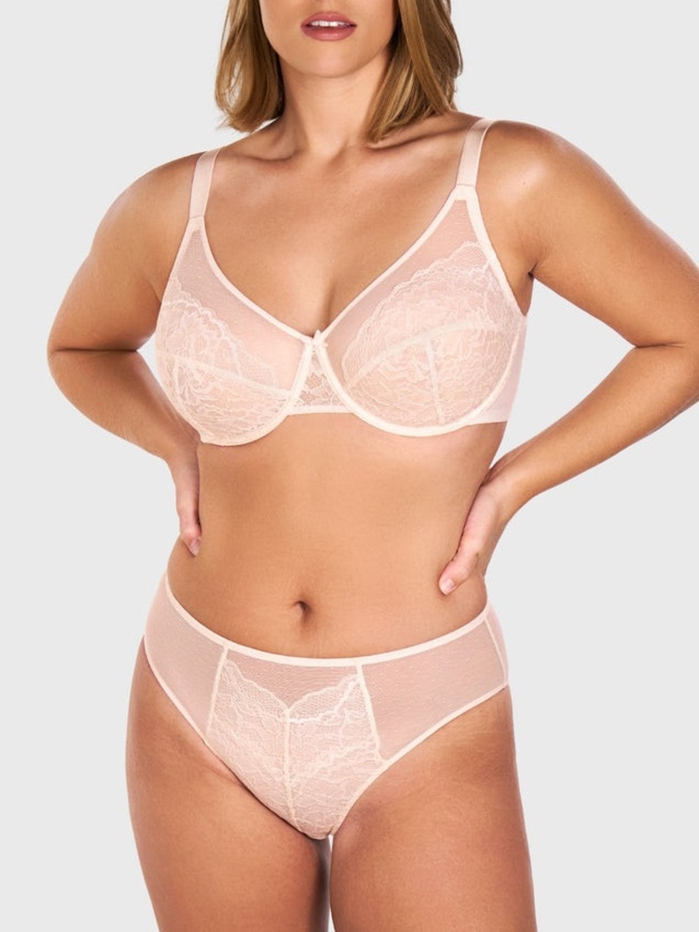 HSIA Enchante Unlined Non Padded Lace Underwire Bra Size 36D Cream